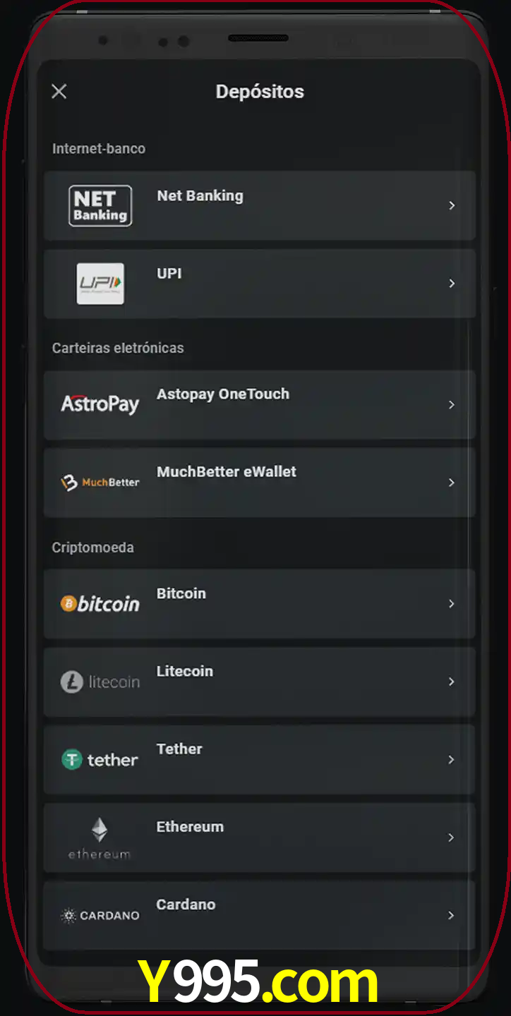 Você pode usar métodos alternativos de depósito.